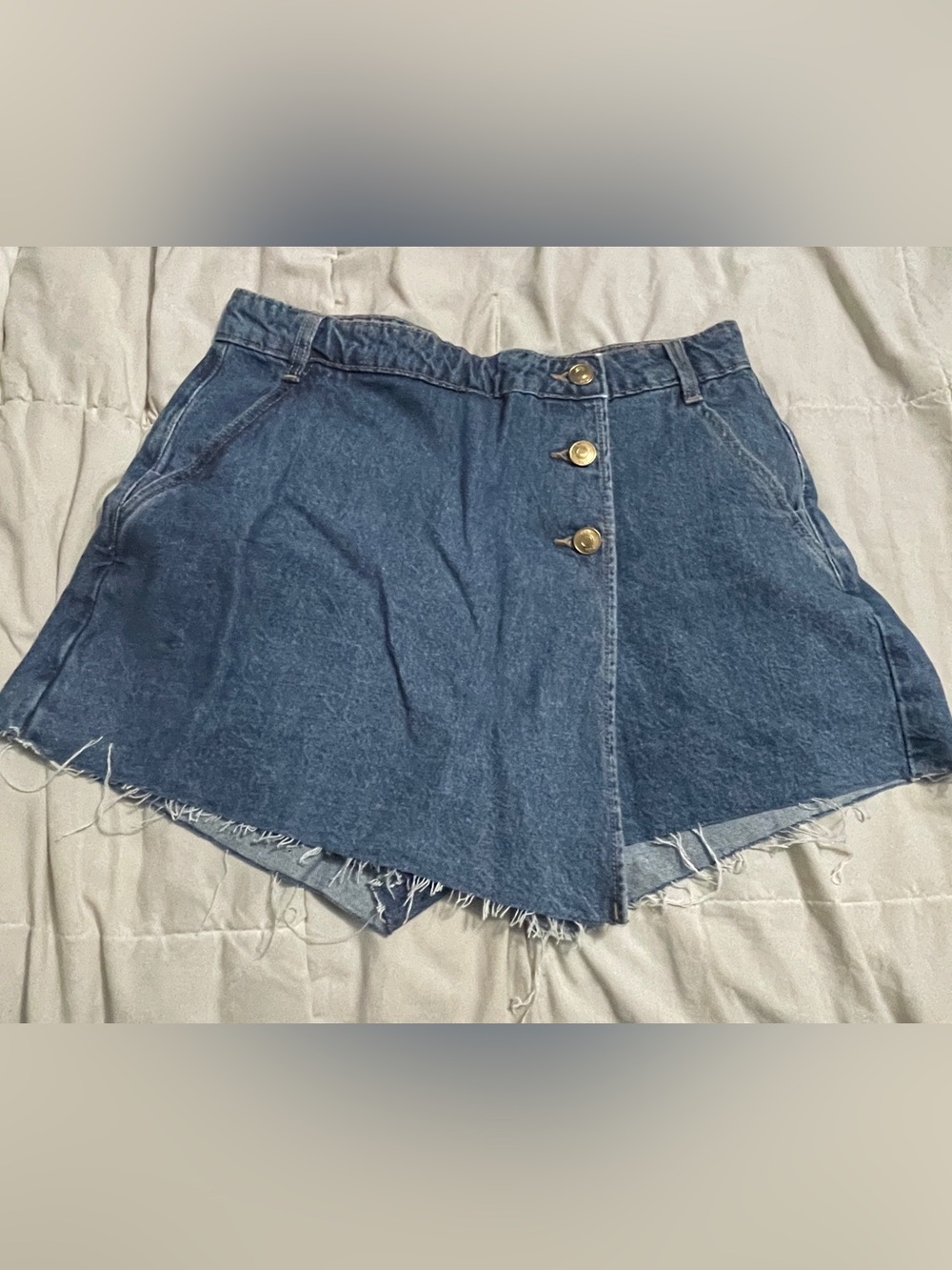Zara Light Blue Denim Skort with Contrast Stitching